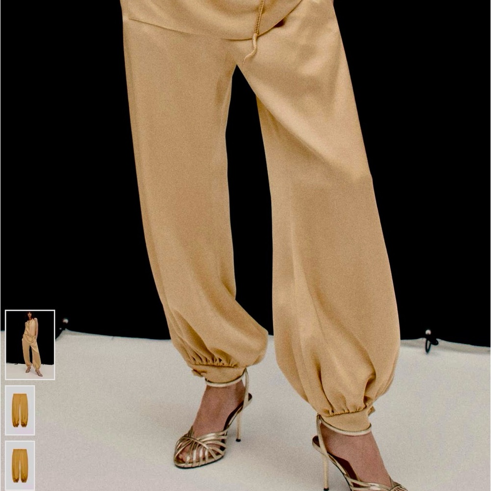 Zara Gold  Ankle ballon Pants new with tags size large
